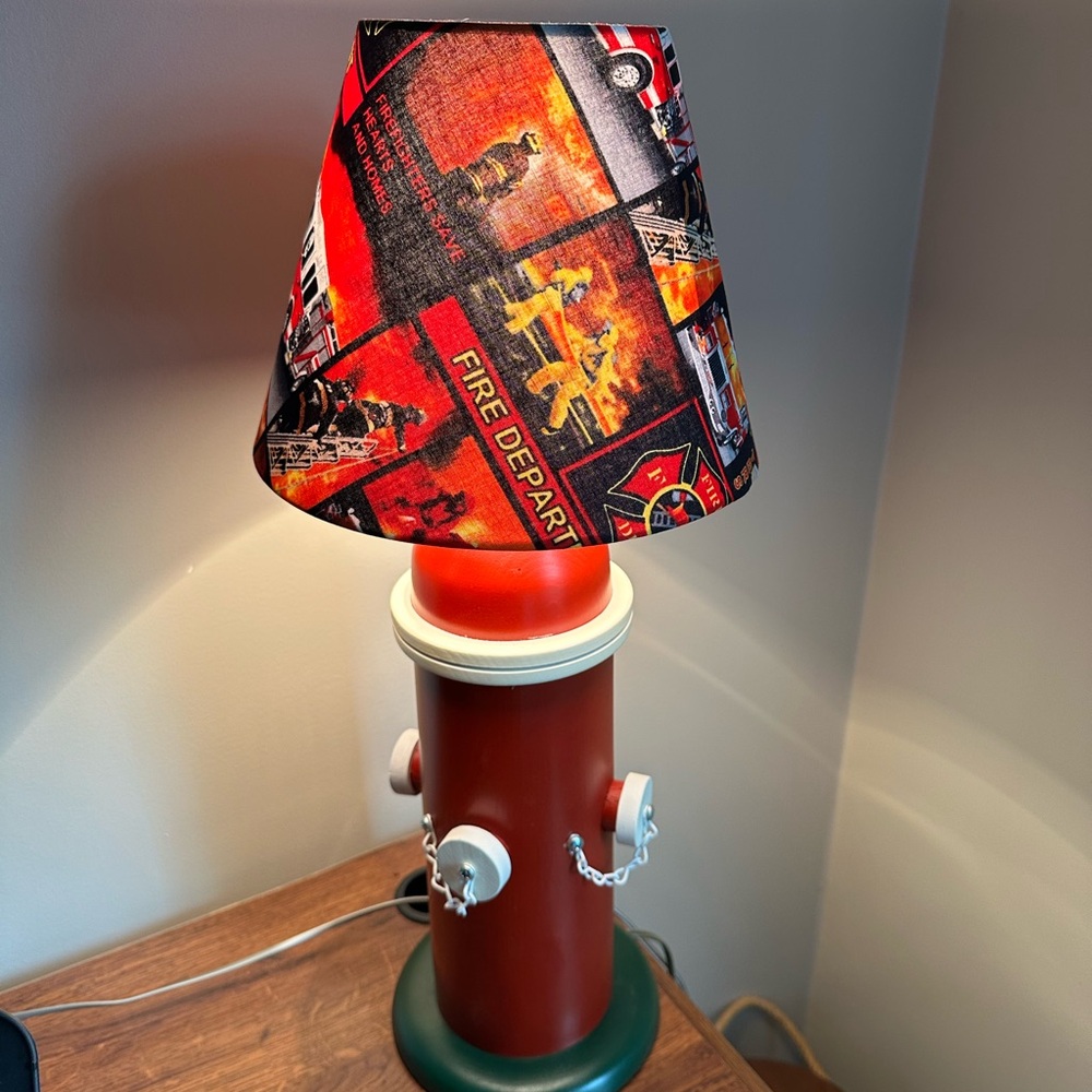 Fire Department Themed Red Lantern Lamp - Picture 5 of 7